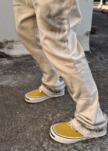 Washed Cotton Distressed Drawstring Pants - Rick Circus