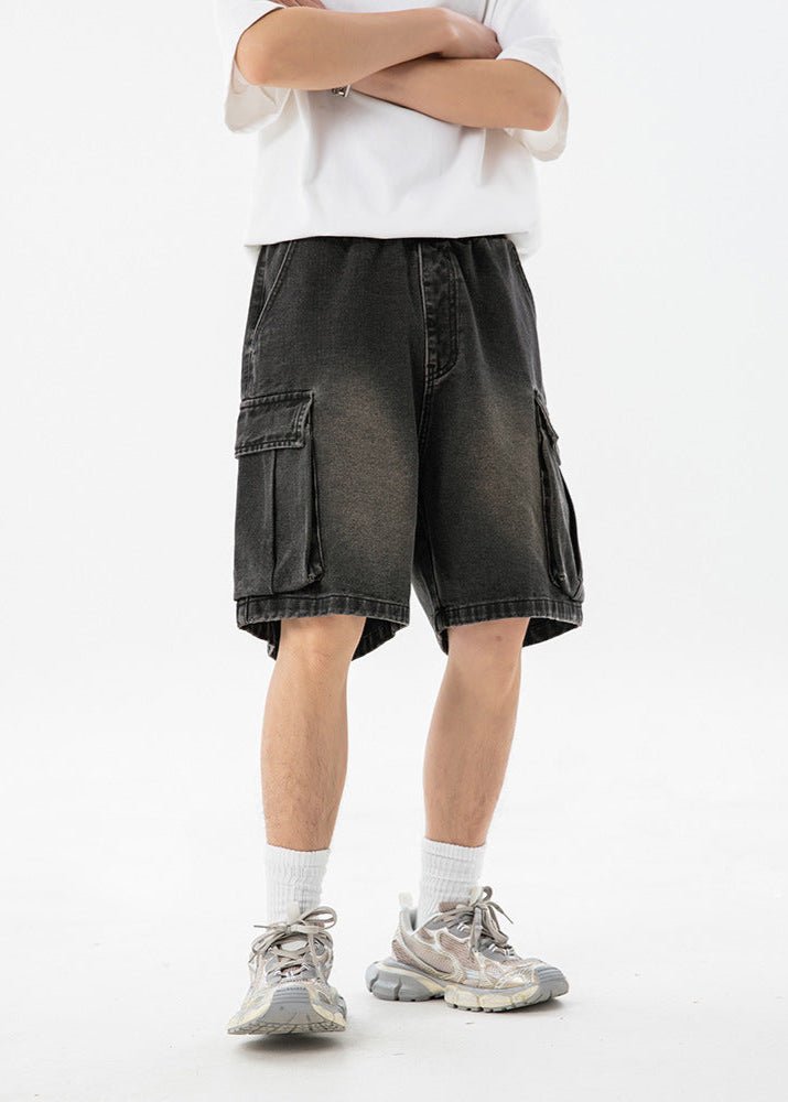 Washed Denim Cargo Shorts - Rick Circus