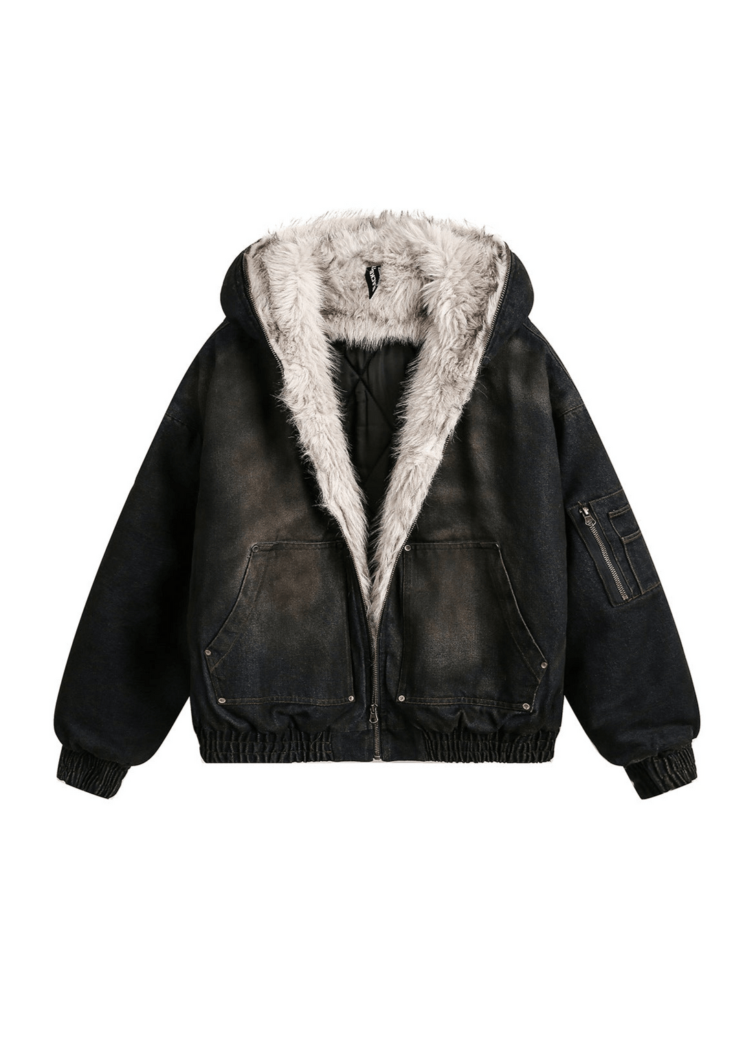 Washed Denim Padded Jacket - Rick Circus