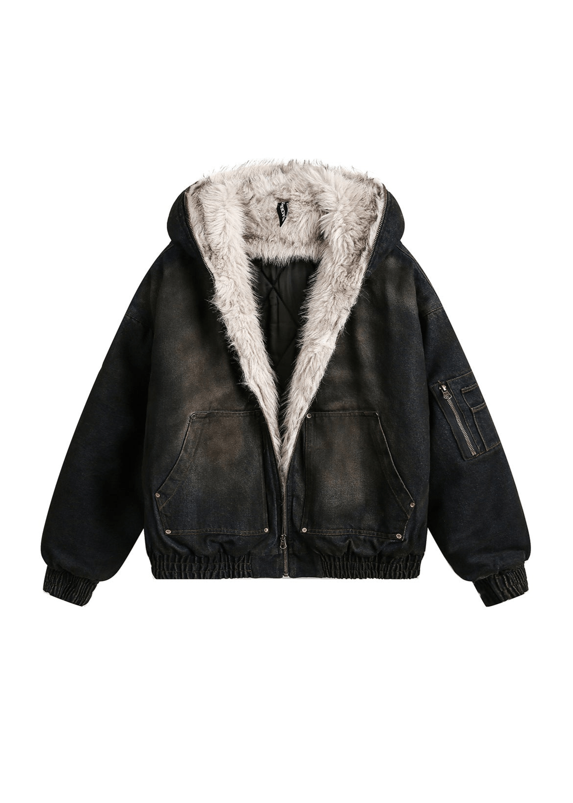 Washed Denim Padded Jacket - Rick Circus