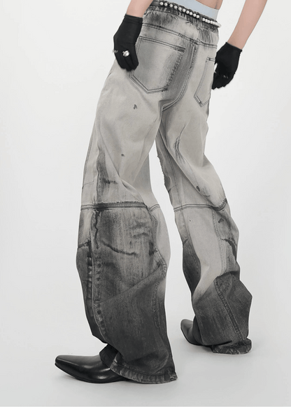 Washed Destroyed Wide - Leg Jeans - Rick Circus