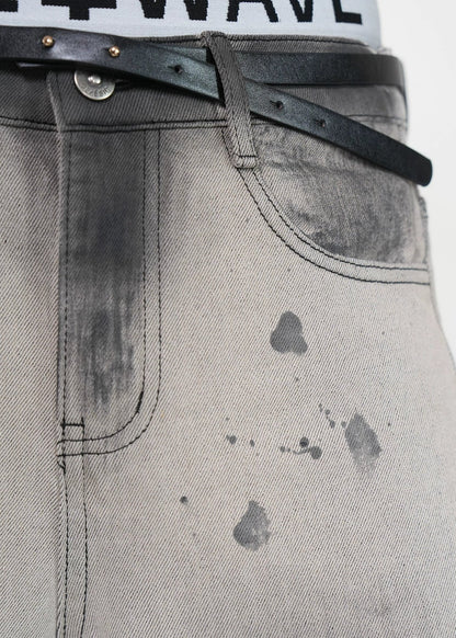 Washed Destroyed Wide - Leg Jeans - Rick Circus