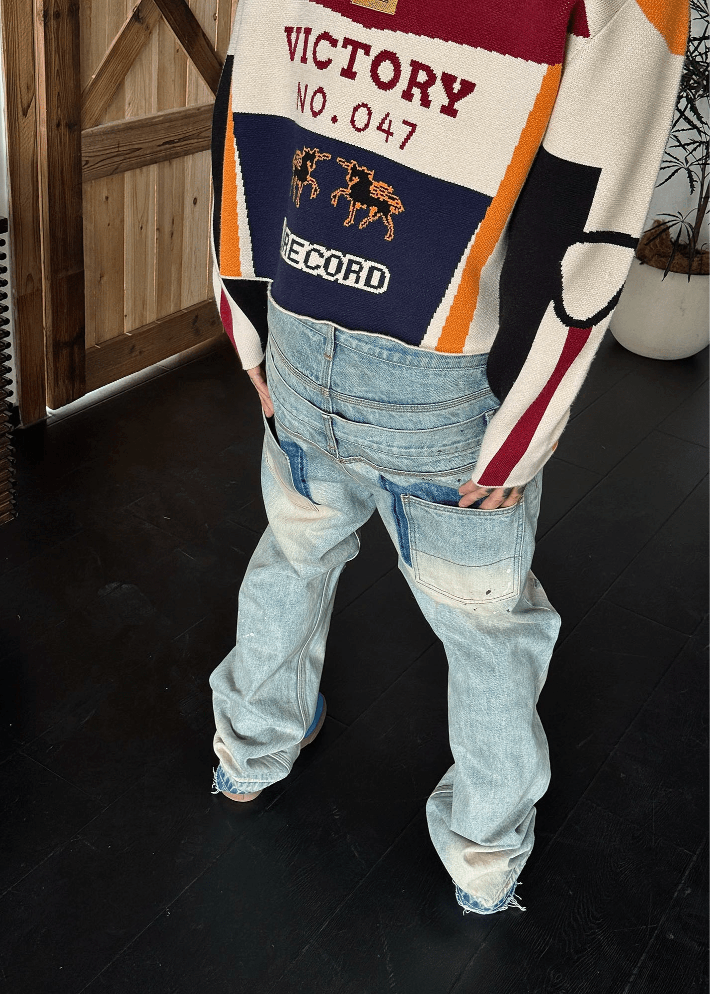 Washed Double Waistband Jeans - Rick Circus