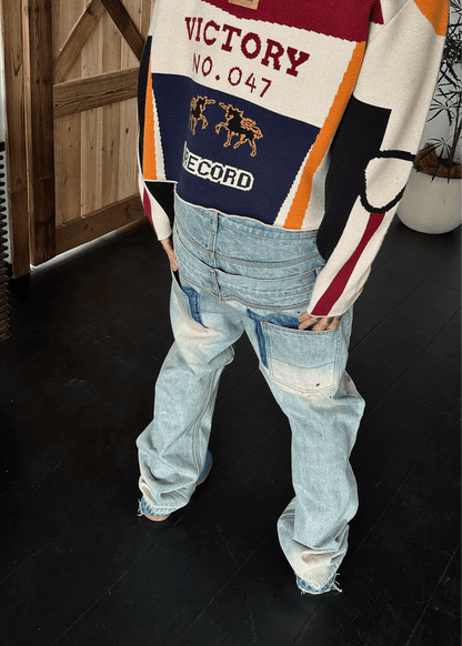 Washed Double Waistband Jeans - Rick Circus