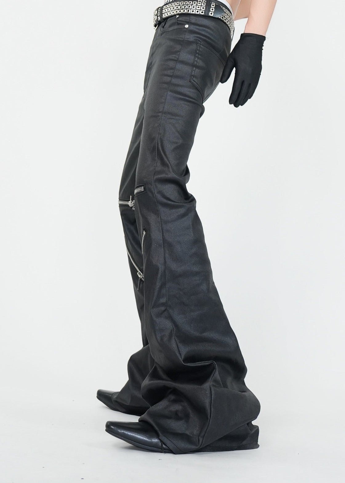 Wax - Coated Flared Jeans - Rick Circus
