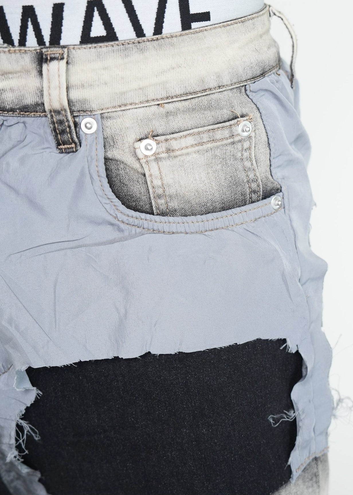 Wax - Coated Patchwork Flared Jeans - Rick Circus
