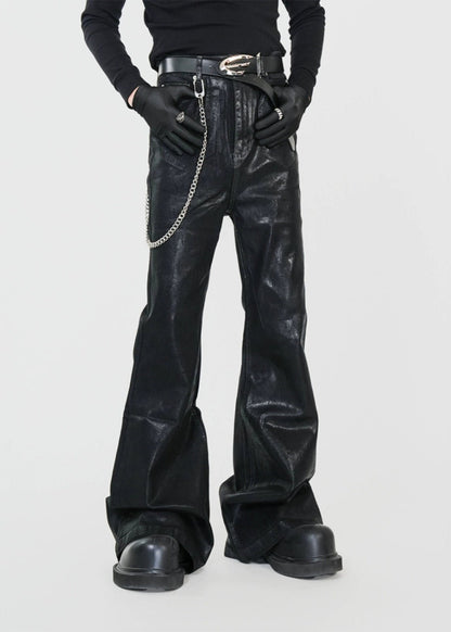 Wax - Coated Stretch Flared Jeans - Rick Circus