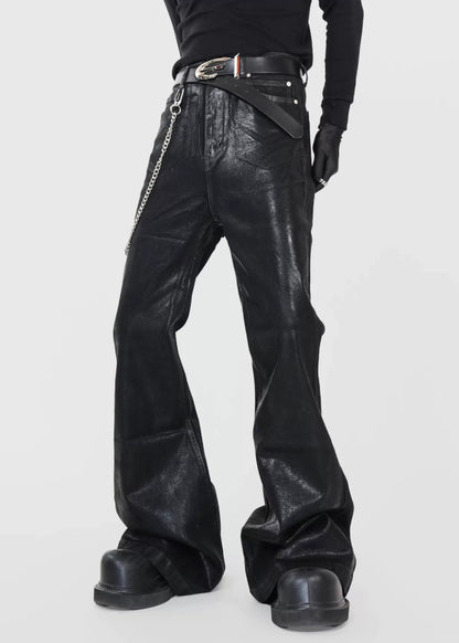 Wax - Coated Stretch Flared Jeans - Rick Circus