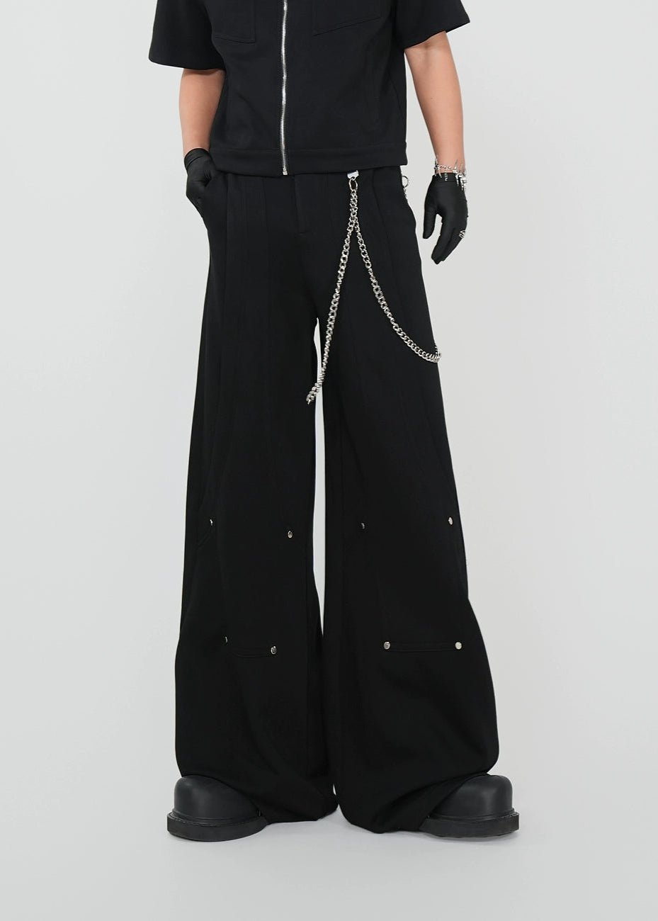 Wide - Leg Draped Straight Pants - Rick Circus