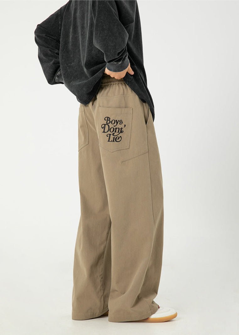 Wide - Leg Drawstring Pants &quot;Boys Don’t Lie&quot; - Rick Circus