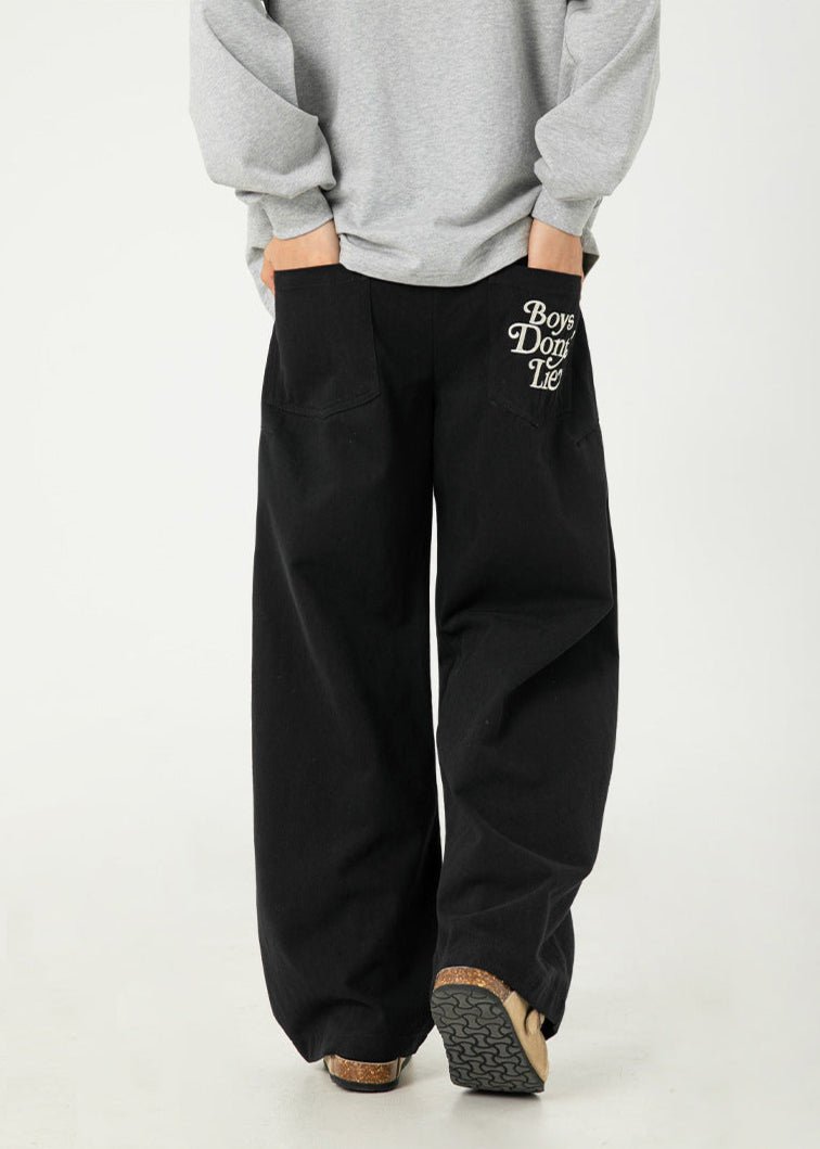 Wide - Leg Drawstring Pants &quot;Boys Don’t Lie&quot; - Rick Circus