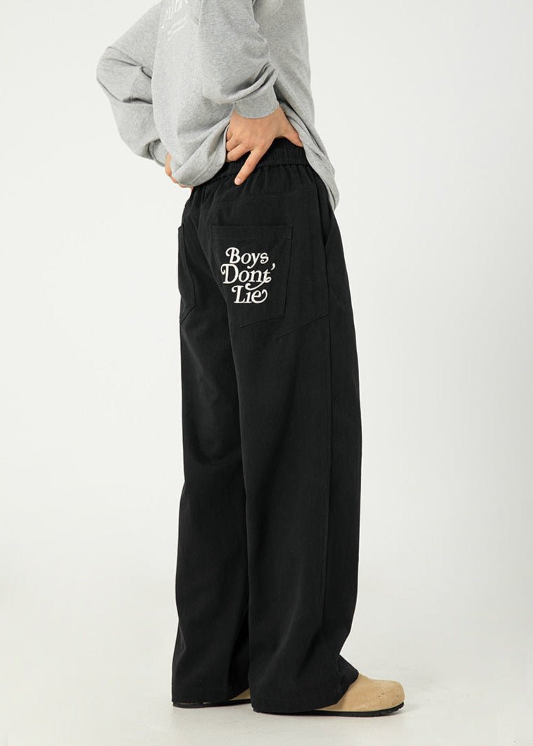 Wide - Leg Drawstring Pants &quot;Boys Don’t Lie&quot; - Rick Circus