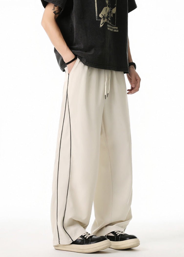 Wide - Leg Drawstring Pants with Side Stripes - Rick Circus