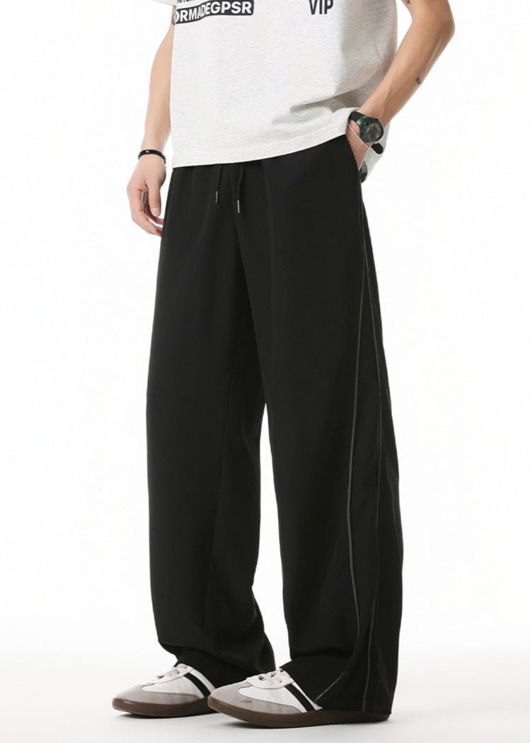 Wide - Leg Drawstring Pants with Side Stripes - Rick Circus