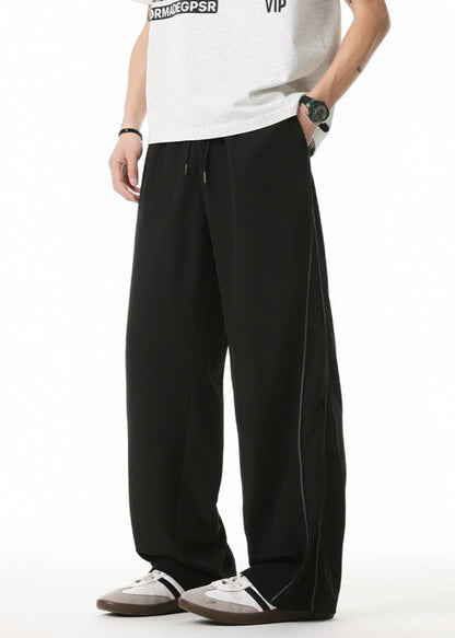 Wide - Leg Drawstring Pants with Side Stripes - Rick Circus