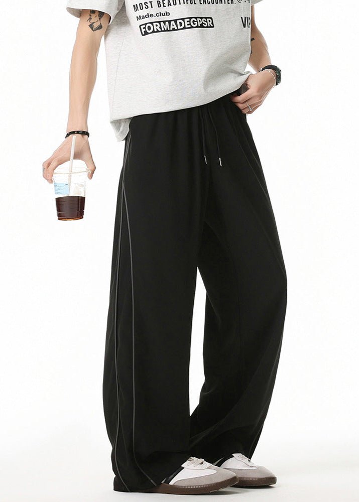 Wide - Leg Drawstring Pants with Side Stripes - Rick Circus