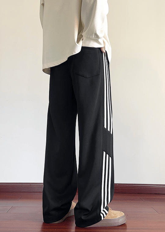 Wide - Leg Track Pants with Bold Side Stripes - Rick Circus