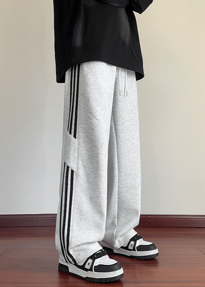 Wide - Leg Track Pants with Bold Side Stripes - Rick Circus