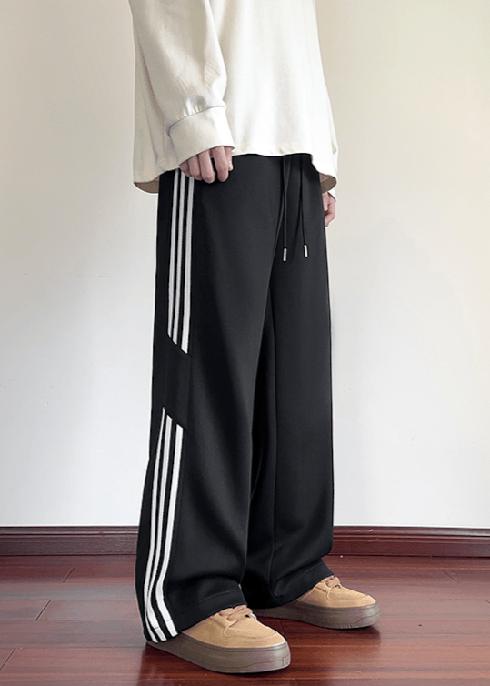 Wide - Leg Track Pants with Bold Side Stripes - Rick Circus