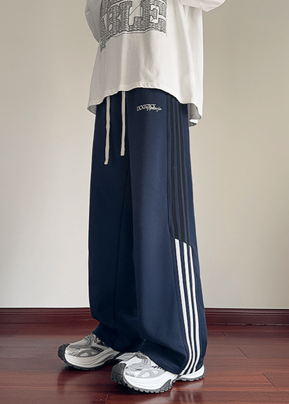 Wide - Leg Track Pants with Side Stripes - Rick Circus
