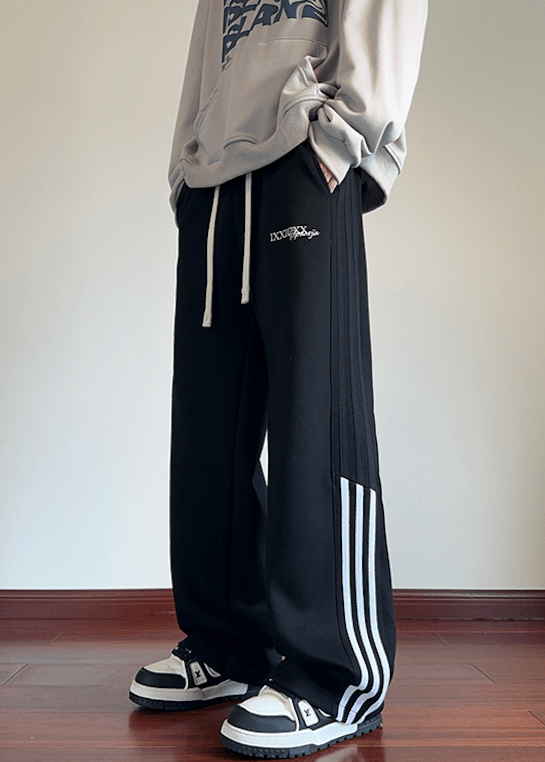 Wide - Leg Track Pants with Side Stripes - Rick Circus