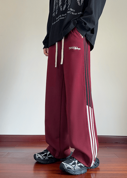Wide - Leg Track Pants with Side Stripes - Rick Circus