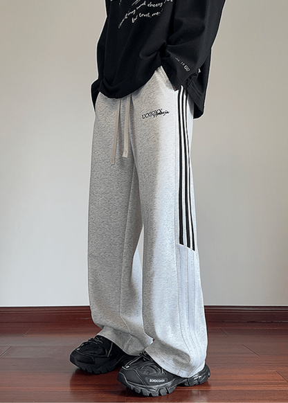 Wide - Leg Track Pants with Side Stripes - Rick Circus