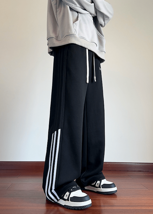 Wide - Leg Track Pants with Side Stripes - Rick Circus