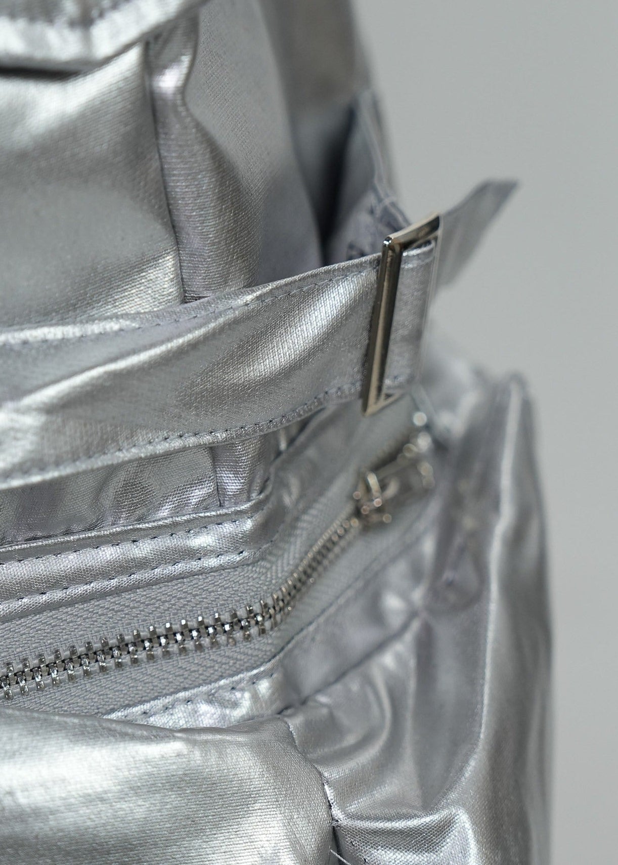 Y2K Silver Metallic Wide Leg Punk Trousers - Rick Circus